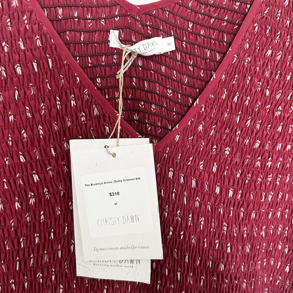 Christy Dawn The Brooklyn Midi Dress Dusty Crimson Silk NWT - Picture 8 of 11